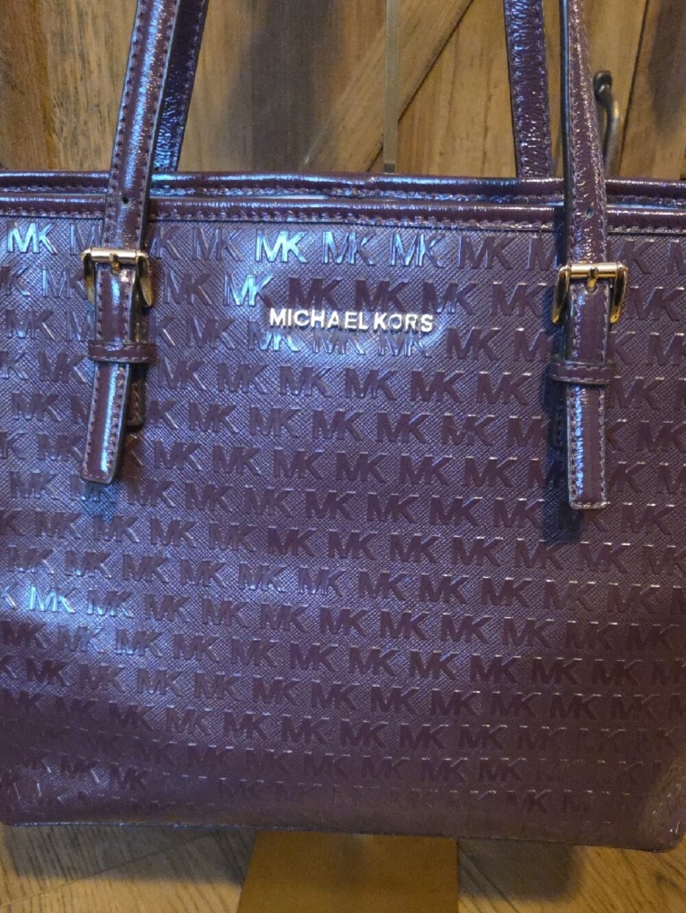 Michael Kors Deep Plum MK Signature Tote - Picture 2 of 11
